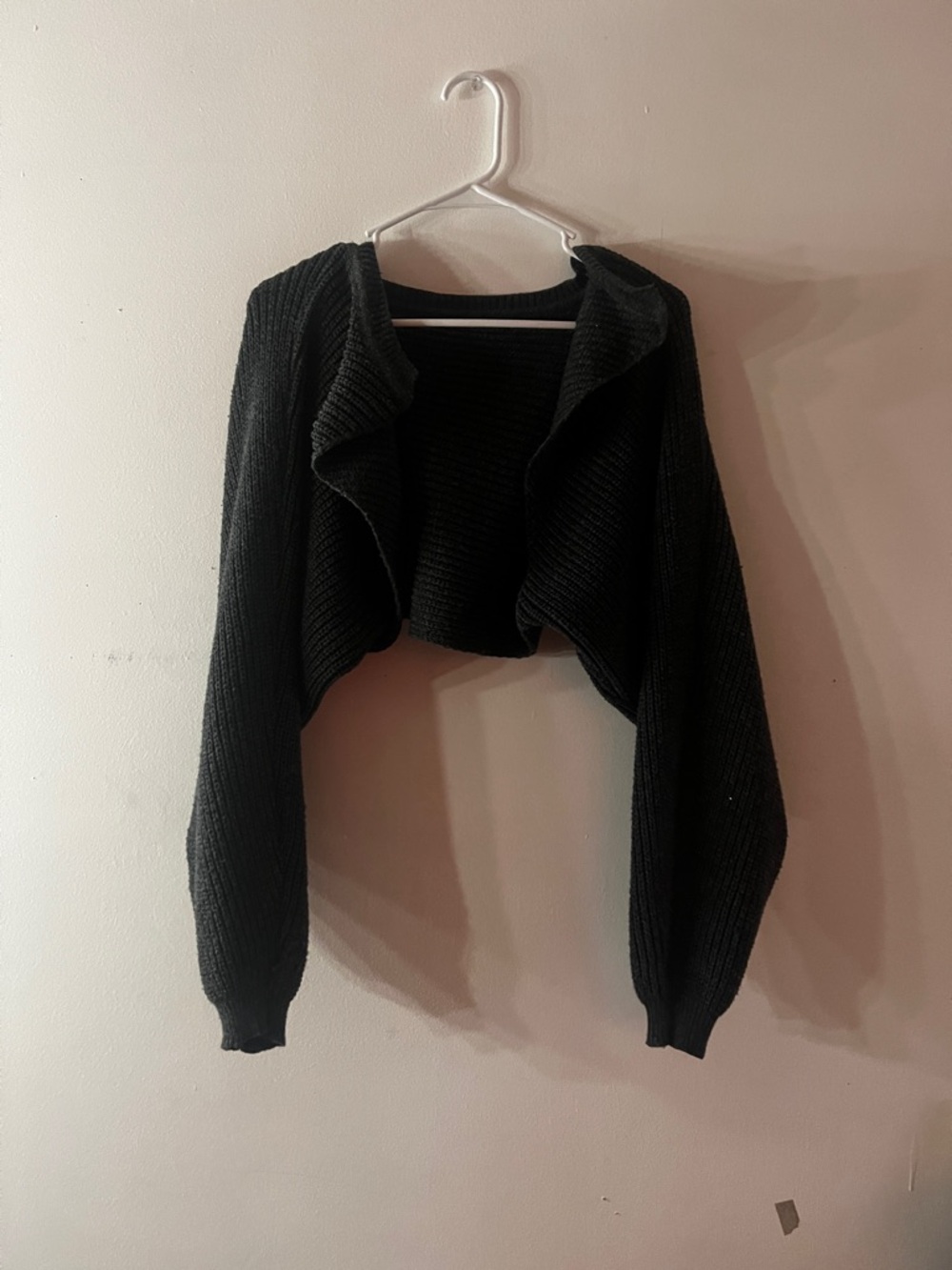 Black Cropped Open-Front Women’s Sweater Cardi